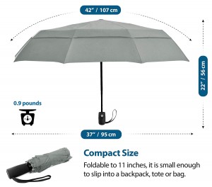 Ovida Vinyl Sun Protection 10 Bone Fully Automatic 3 Fold Umbrellas Folding Men and Women Double layer Umbrella