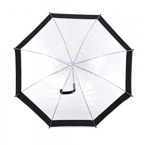Ovida manual opening customized black edge plastic clear dome PVC umbrella