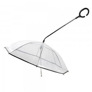 Ovida 2022 Hot Sale New Design C Shape Handle Dog Umbrella With Leash Transparent Umbrella For Small Dogs