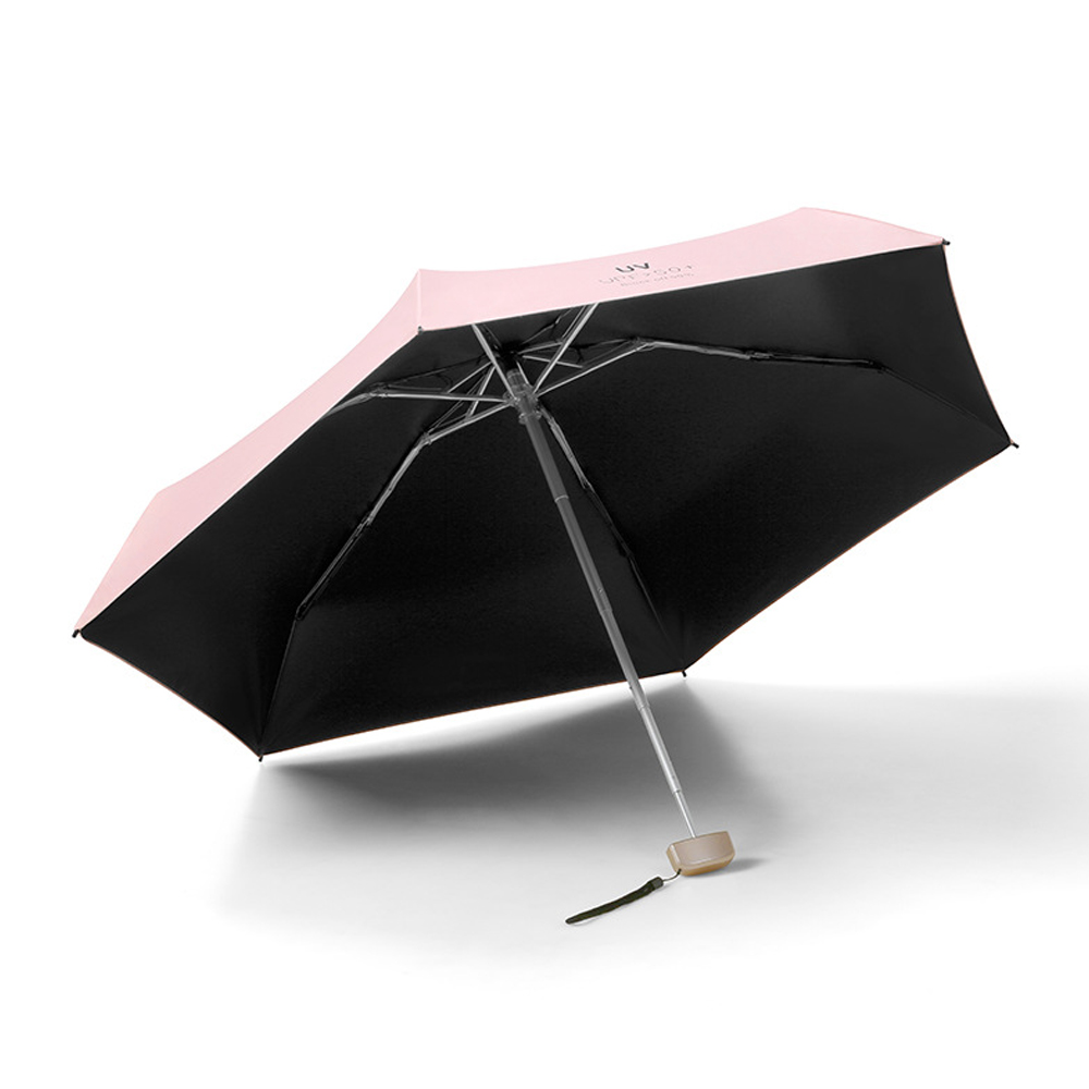 Factory wholesale Wedding Party Favors-Umbrella - Ovida Women Compact Rain Sombrillas Sunscreen Mini Capsule Pocket Folding Custom Logo Print Cheap Ultra Light Small 5 Fold Umbrella – DongFangZhanXin detail pictures