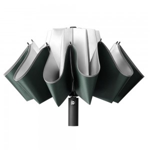 OVIDA 3 folding automatic umbrella reflective type silver UV coating parasol