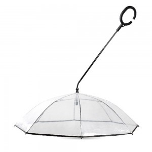 Ovida 2022 Hot Sale New Design C Shape Handle Dog Umbrella With Leash Transparent Umbrella For Small Dogs