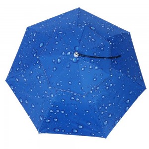 Ovida Portable double folding outdoor fan for head galvanized cold small cooling parasol with led light hat umbrella for fishing