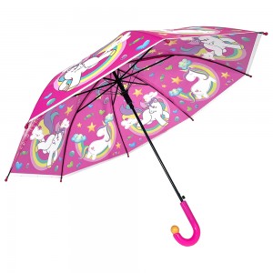 I-Ovida engabizi kakhulu ye-PVC ezenzekelayo yabantwana I-clear silk print unicorn Umbrella Paraguas Parapluie Sombrillas yabantwana