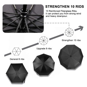 Ovida Full Automatic Umbrella Men's Retro Wood Handle Three Fold Ten Bone Umbrella Business Business Na-eme ka Ifufe Na-eguzogide