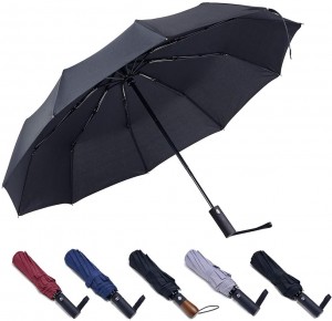 Ovida Spot 27 Inch 10 Bone Three Fold Fully Automatic Safety Explosion-Proof Solid Color Automatic Sunny Commercial Advertising Umbrella