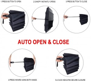 Ovida Spot 27 Inch 10 Bone Three Fold Fully Automatic Safety Explosion-Proof Solid Color Automatic Sunny Commercial Advertising Umbrella