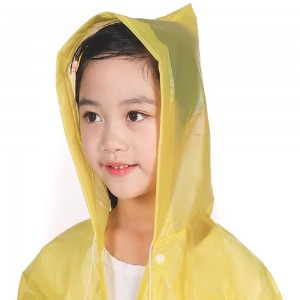 Ovida Portable EVA Rain Coats Reusable Rain Poncho with Hood and Elastic Cuff Sleeves for children