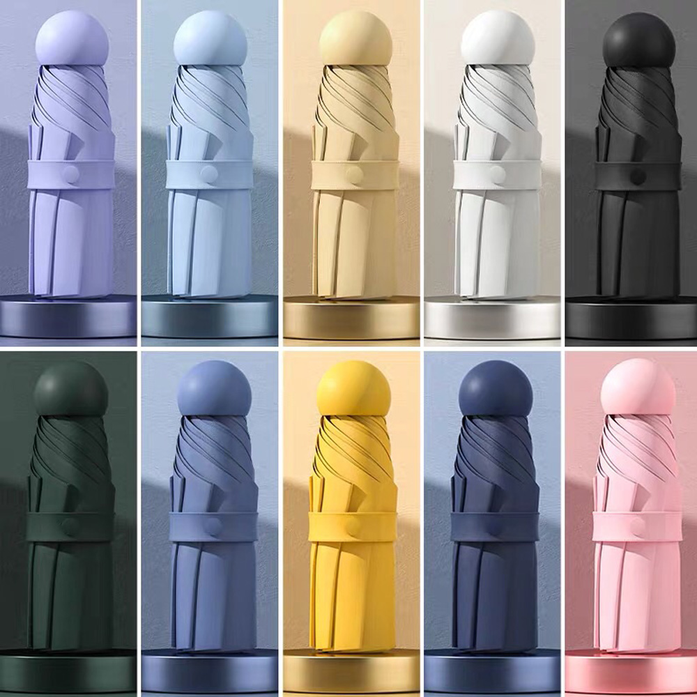 2021 China New Design Compact Folding Umbrella - Multi-color Promotional Gifts 5 Folding Mini Pocket Capsule Umbrella – DongFangZhanXin detail pictures