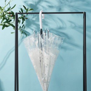 Umbrelă din plastic cu deschidere automată, dreaptă, transparentă, în formă de cupolă, cu bule,