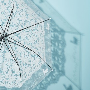 Umbrelă din plastic cu deschidere automată, dreaptă, transparentă, în formă de cupolă, cu bule,