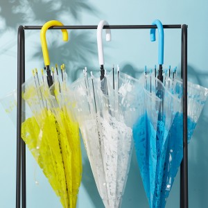 Umbrelă din plastic cu deschidere automată, dreaptă, transparentă, în formă de cupolă, cu bule,