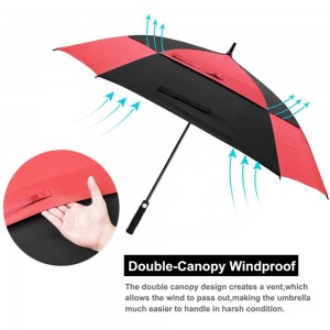 Ovida Double Layer Strong Windproof Multi-color Square Golf Umbrella