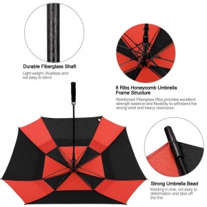 Ovida Double Layer Strong Windproof Multi-color Square Golf Umbrella
