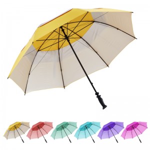 Ovida Manual Hand Opening Custom Anti-UV Double Layer Windproof Golf Umbrella