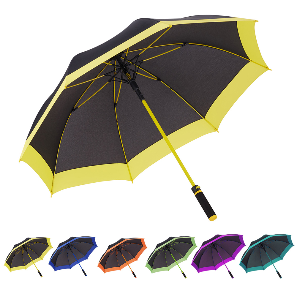 Factory Price For Poe Umbrella - Ovida Custom Design Black And Yellow Full Fiberglass Windproof 54inch Golf Umbrella – DongFangZhanXin