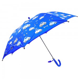 Ovida 19 inch kids Umbrella with Pongee Fabric light blue car pattern for outdoor kids umbrella
