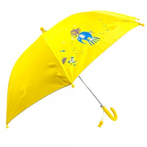 Ovida aumatic straight kid umbrella with Polypongee fabric fiberglass runner yellow cute kids umbrella