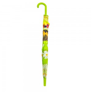 Umbrella tat-Tfal Ovida Miftuħa Awtomatika Disinn tal-Ġriewi Drapp Pongee Umbrella Qawwija