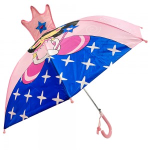 Ovida 3D Kids Umbrella Auto Open Princess Design Polyester Fabric Strong Umbrella With Whistle