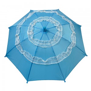 Ovida Hot sell Automatic Open Umbrella White Lace Cute Custom Your Logo Plastic J Shape Blue Kid Umbrella