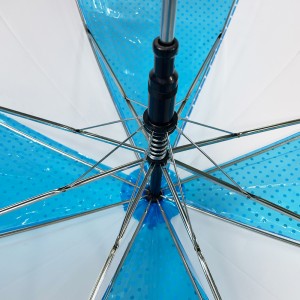 Guarda-chuva Ovida de 19 polegadas com abertura automática, design simples, em POE/PVC, com impressão personalizada e cabo de plástico transparente.