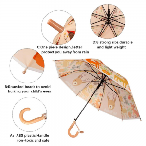 Ovida customised design kids umbrella lotus leaf for 19inch 8ribs super windproof and safety umbrella