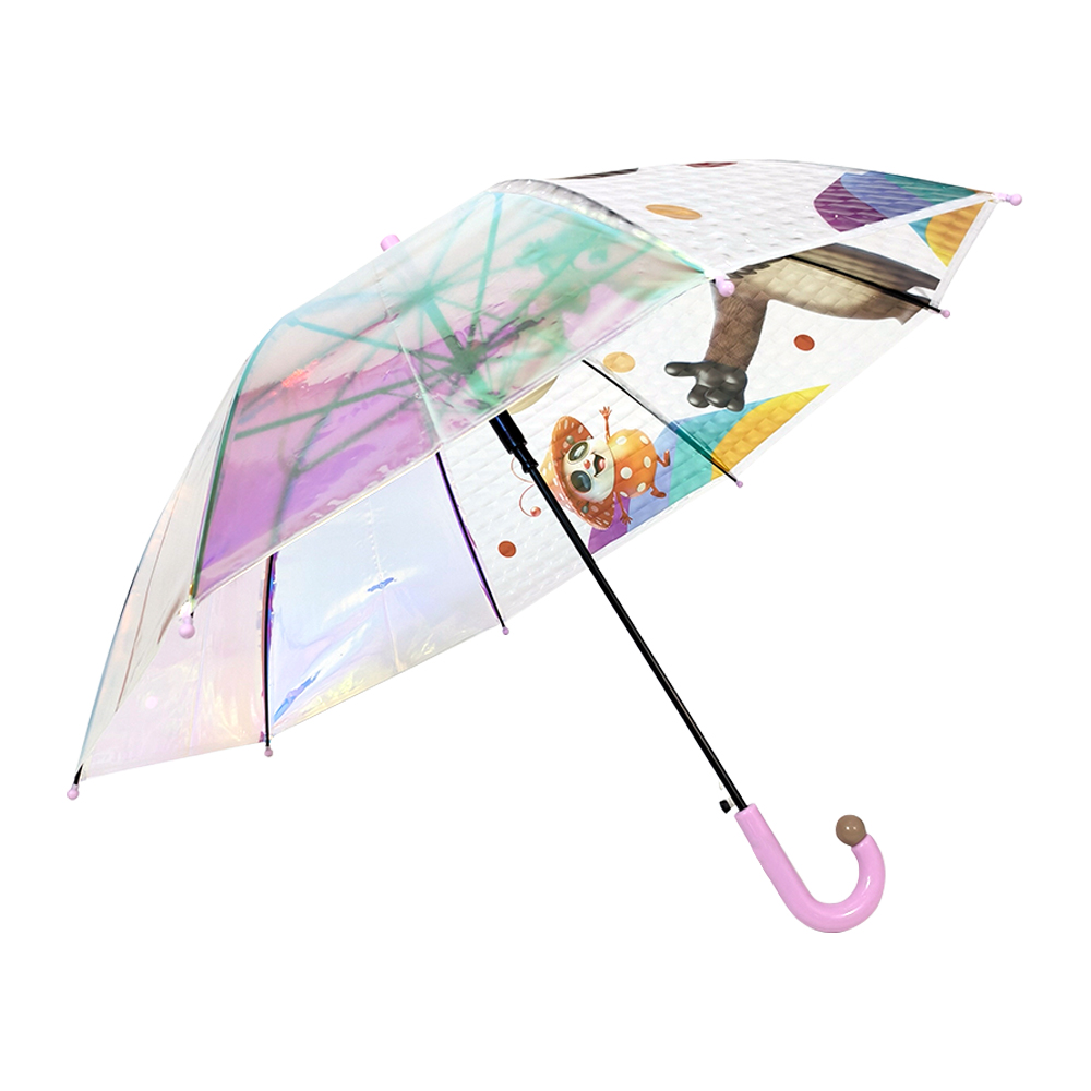 OVIDA Custom Logo Printed Umbrellas for Kids Cute Windproof POE With Plastic Handle