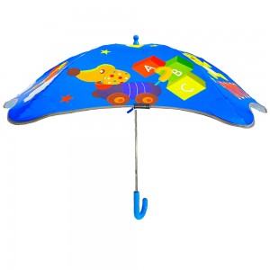 Ovida Round Corner New Design Little Kids Safety Easy Open Children Umbrella With Black Coated Fabric Straight Umbrella For Children Gift