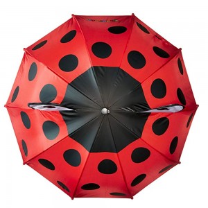 Ovida Popular Sale Lovely Design Children Straight Manual safety open Beetle Personalize Child 3D Kids Umbrella