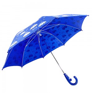 Ovida super wind proof 19 inch manu open kids Umbrella with Pongee Fabric light blue car color change pattern for outdoor kids umbrella