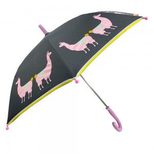Ovida Cheap promotional easy open the safety kids umbrella with eco-friendly POE material clear sheep design with yellow piping