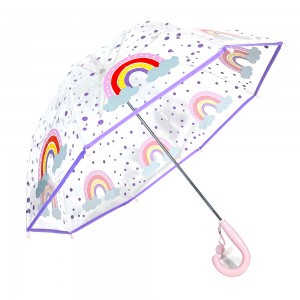 Ovida Sunny and Rainy Paraply Regnbue børneparaply med kroghåndtag i høj kvalitet. Leverandører af reklameparaplyer til vandpufparaplyer.