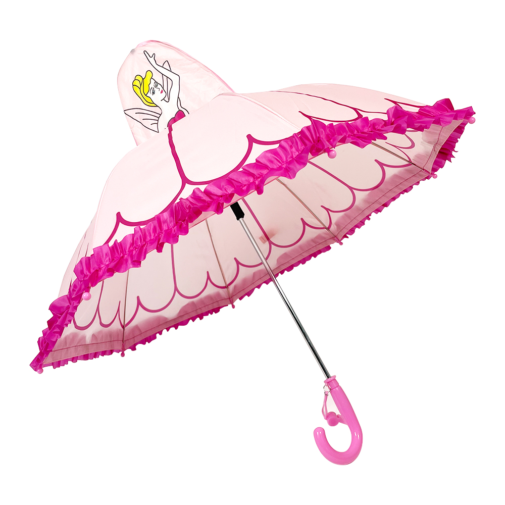 OVIDA Special 3D Shape Kids Umbrella Manual Open Metal Frame Pink Rain Umbrella