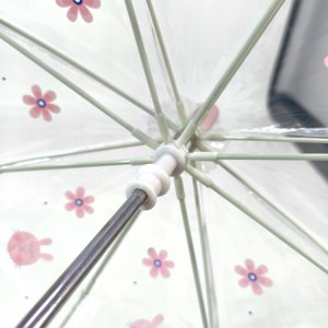 OVIDA Custom OEM Children’s POE Transparent Umbrella for Kids Semi-automatic Long-handled Umbrella