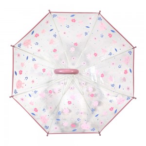 OVIDA Custom OEM Children’s POE Transparent Umbrella for Kids Semi-automatic Long-handled Umbrella