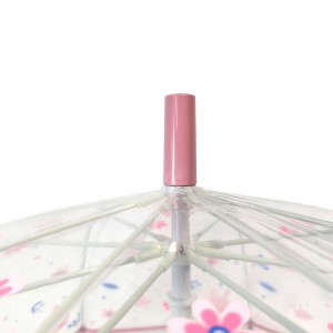 OVIDA Custom OEM Children’s POE Transparent Umbrella for Kids Semi-automatic Long-handled Umbrella