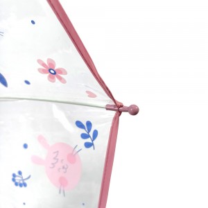 OVIDA Custom OEM Children’s POE Transparent Umbrella for Kids Semi-automatic Long-handled Umbrella