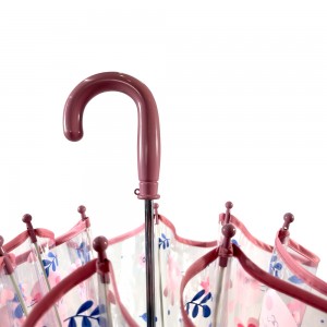 OVIDA Custom OEM Children’s POE Transparent Umbrella for Kids Semi-automatic Long-handled Umbrella
