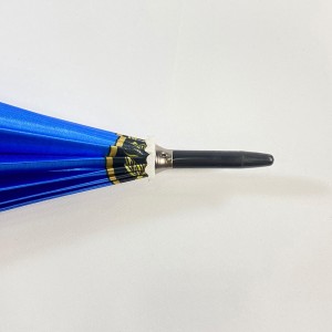 Paraugas rectos de luxo de tamaño grande de 23 polgadas e 16 varillas con asa dourada