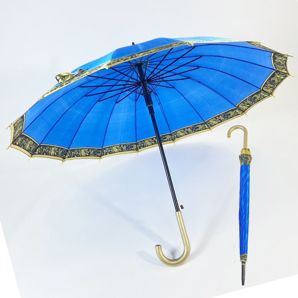 Best Price for Quality Golf Umbrella Windproof - 23 inch 16 ribs big size luxury straight umbrellas with golden handle – DongFangZhanXin detail pictures