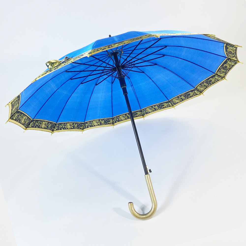 Best Price for Quality Golf Umbrella Windproof - 23 inch 16 ribs big size luxury straight umbrellas with golden handle – DongFangZhanXin detail pictures