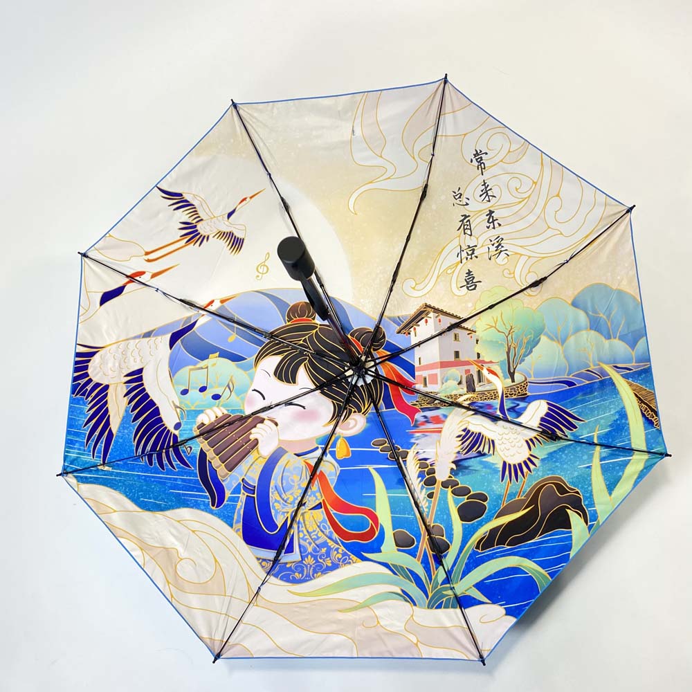 Best Price on 30inch Golf Umbrella - 21 inch 8 ribs manual open color coating custom design 3 fold umbrella – DongFangZhanXin detail pictures