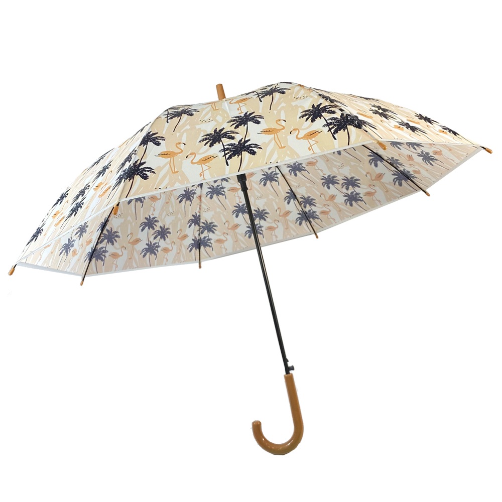 Good quality Umbrella With Print - Ovida Transparent Women’s Umbrella Big Large Clear Rain Umbrella Follower Pattern Waterproof Clear Sun Parasol – DongFangZhanXin