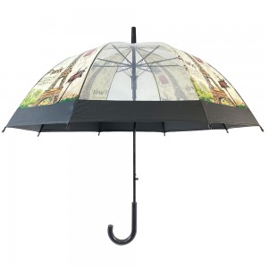 OVIDA Umbrella POE Plastic Transparent Umbrella Automatic With Custom Design Rain Print Umbrella
