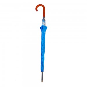 Ovida Blue Anti-UV Wood Stick Umbrella Automatic Wood Handle Custom Umbrella