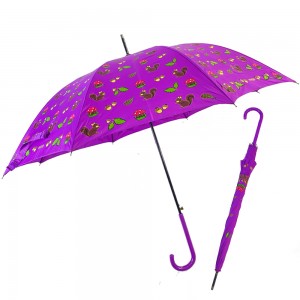 Ovida custom full color off-set logo printing umbrella stick automatic purple umbrellas