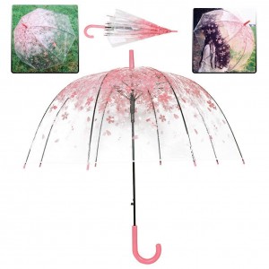 Ovida Sakura Cherry Blossom Pink Transparent Clear Bubble Umbrella