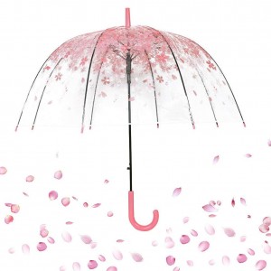 Ovida Sakura Cherry Blossom Pink Transparent Clear Bubble Umbrella