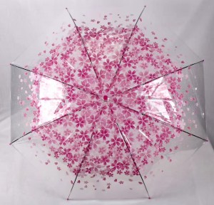 Ovida Sakura Cherry Blossom Pink Transparent Clear Bubble Umbrella